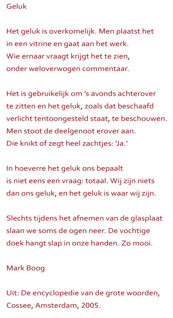 gedicht Geluk van Mark Boog